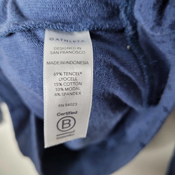 Athleta Studio To Street Splatter Sweatshirt Size XXS blue Lyocell top Lounge - Picture 4 of 8